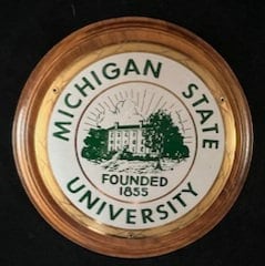 Vintage Michigan State University wood plaque circa 1800s