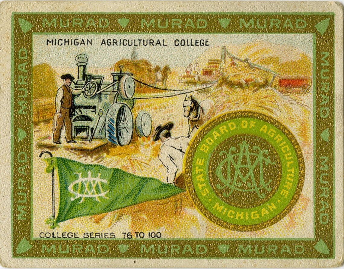 Vintage Michigan Agricultural College Tobacco Card circa 1900