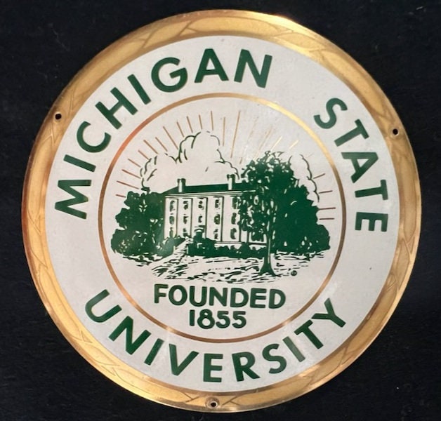 Vintage Michigan State University wood plaque circa 1800s