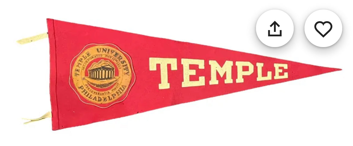 Vintage Temple University Pennant